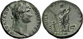 The Roman Empire 
 Hadrian, 117 – 138. Sestertius, Roma 138, Æ 25.18 g. 
 Description: HADRIANVS – AVGVSTUS P P Laureate head r. Rev. HILA-RI-TAS P ...