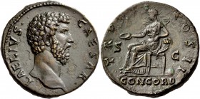 The Roman Empire 
 Aelius caesar, 136 – 138. Sestertius, Roma 137, Æ 25.25 g. 
 Description: L AELIVS – CAESAR Bare head r. Rev. TR POT – COS II S –...
