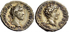 The Roman Empire 
 Antoninus Pius, 138 – 161. Denarius 140-144, AR 3.76 g. 
 Description: ANTONINVS AVG PI – VS P P TR P COS III Laureate head of A....
