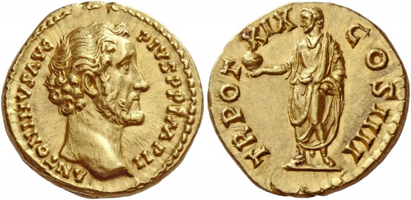 The Roman Empire 
 Antoninus Pius, 138 – 161. Aureus, Roma 155-156, AV 7.50 g. ...