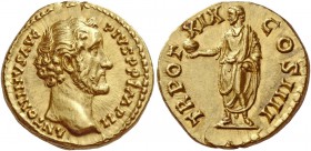 The Roman Empire 
 Antoninus Pius, 138 – 161. Aureus, Roma 155-156, AV 7.50 g. 
 Description: ANTONINVS AVG PIVS P P IMP II Bare head r. Rev. TR POT...