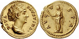 The Roman Empire 
 Diva Faustina I, wife of Antoninus Pius. Aureus, Roma after 141, AV 7.59 g. 
 Description: DIVA – FAVSTINA Draped bust r. Rev. AV...