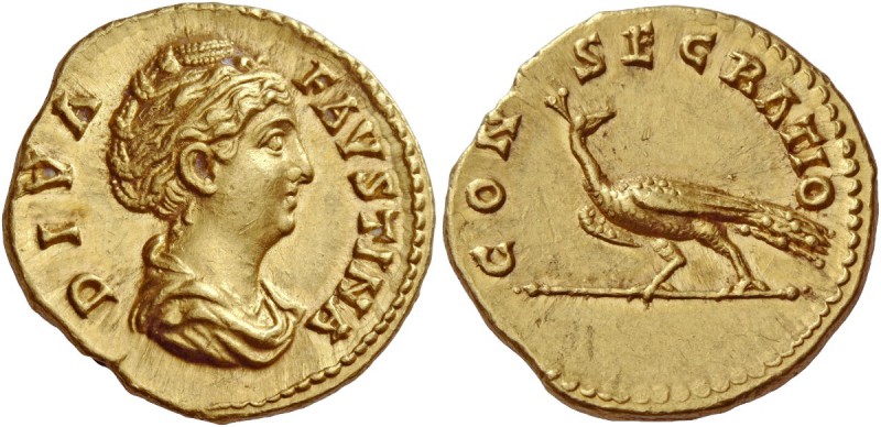 The Roman Empire 
 Diva Faustina I, wife of Antoninus Pius. Aureus, Roma after ...