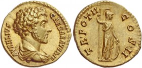 The Roman Empire 
 Marcus Aurelius caesar, 139 – 161. Aureus, Roma circa 147–148, AV 7.18 g. 
 Description: AVRELIVS – CAESAR AVG P II F Bareheaded ...