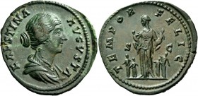 The Roman Empire 
 Faustina II, wife of Marcus Aurelius. Sestertius, Roma after 161, Æ 24.79 g. 
 Description: FAVSTINA AVGVSTA Draped bust r. Rev. ...