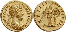 The Roman Empire 
 Lucius Verus, 161-169. Aureus, Roma 163-164, AV 7.31 g. 
 Description: L VERVS AVG – ARMENIACVS Laureate, draped and cuirassed bu...