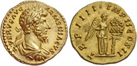 The Roman Empire 
 Lucius Verus, 161-169. Aureus 163-164, AV 7.34 g. 
 Description: L VERVS AVG – ARMENIACVS Laureate, draped and cuirassed bust r. ...