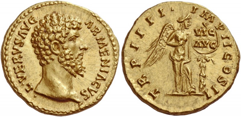 The Roman Empire 
 Lucius Verus, 161-169. Aureus, Roma 163-164, AV 7.24 g. 
 D...