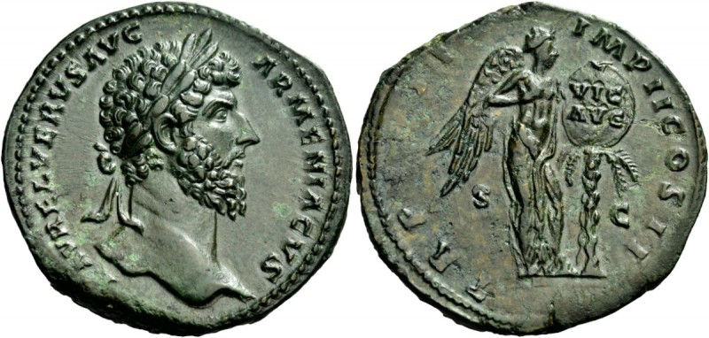 The Roman Empire 
 Lucius Verus, 161-169. Sestertius, Roma 163-164, Æ 25.05 g. ...