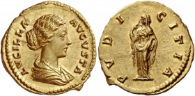 The Roman Empire 
 Lucilla, wife of Lucius Verus. Aureus, Roma 164-169 or 183, AV 7.31 g. 
 Description: LVCILLA – AVGVSTA Draped bust r., hair caug...