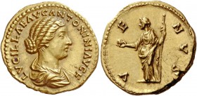 The Roman Empire 
 Lucilla, wife of Lucius Verus. Aureus, Roma 164-169 or 183, AV 7.28 g. 
 Description: LVCILLAE AVG ANTONINI AVG F Draped bust r.,...