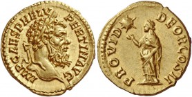 The Roman Empire 
 Pertinax, 192 – 193. Aureus, Roma 1st January-28th March 193, AV 7.18 g. 
 Description: IMP CAES P HELV – PERTIN AVG Laureate hea...