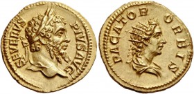 The Roman Empire 
 Septimius Severus, 193 – 211. Aureus, Roma 202-210, AV 6.89 g. 
 Description: SEVERVS – PIVS AVG Laureate head r. Rev. PACATOR – ...