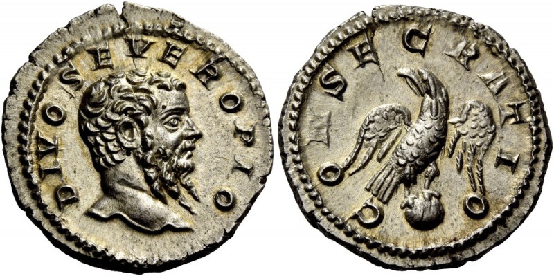 The Roman Empire 
 Divus Severus. Denarius, Roma after 211, AR 3.11 g. 
 Descr...