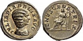 The Roman Empire 
 Julia Domna, wife of Septimius Severus. Denarius, Roma 215-217, AR 3.23 g. 
 Description: IVLIA PIA FELIX AVG Draped bust r. Rev....