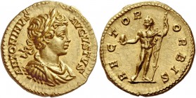 The Roman Empire 
 Caracalla, 198 – 217. Aureus, Roma 199-200, AV 7.44 g. 
 Description: ANTONINVS – AVGVSTVS Laureate, draped and cuirassed bust r....