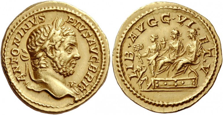 The Roman Empire 
 Caracalla, 198 – 217. Aureus, Roma 211, AV 7.37g. 
 Descrip...