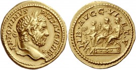 The Roman Empire 
 Caracalla, 198 – 217. Aureus, Roma 211, AV 7.37g. 
 Description: ANTONINVS PIVS AVG BRIT Laureate bust r. , wearing aegis. Rev. L...