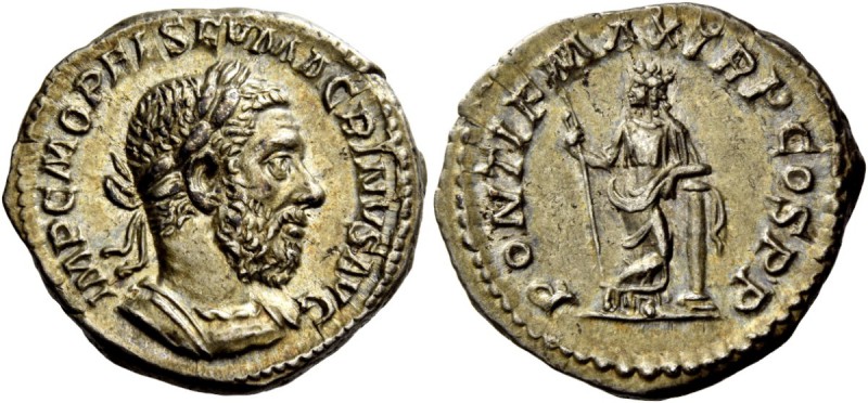The Roman Empire 
 Macrinus, 217 – 218. Denarius, Roma 217-218, AR 3.47 g. 
 D...