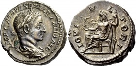 The Roman Empire 
 Severus Alexander, 222 – 235. Denarius, Roma 225, AR 4.74 g. 
 Description: IMP C M AVR SEV ALEXAND AVG Laureate, draped and cuir...