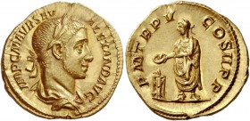The Roman Empire 
 Severus Alexander, 222 – 235. Aureus, Roma 226, AV 6.38 g. 
 Description: IMP C M AVR SEV ALEXAND AVG Laureate, draped and cuiras...