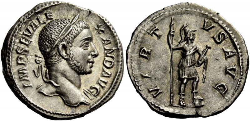 The Roman Empire 
 Severus Alexander, 222 – 235. Denarius, Roma 228-231, AR 3.2...