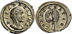 The Roman Empire 
 Diva Paulina, wife of Maximinus I. Denarius, Roma 235-238, AR 2.79 g. 
 Description: DIVA PAVLINA Veiled and draped bust r. Rev. ...