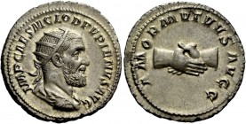 The Roman Empire 
 Pupienus, 22nd April – 29th July 238. Antoninianus, Roma May-June 238, AR 4.44 g. 
 Description: IMP CAES M CLOD PVPIENVS AVG Rad...