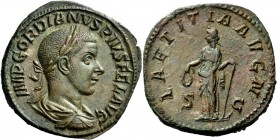 The Roman Empire 
 Gordian III augustus, 238 – 244. Sestertius, Roma 240-244, Æ 24.30 g. 
 Description: IMP GORDIANVS PIVS FEL AVG Laureate, draped ...