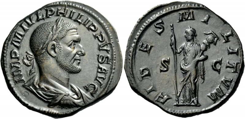 The Roman Empire 
 Philip I, 244 – 249. Sestertius, Roma 244, Æ 23.60 g. 
 Des...