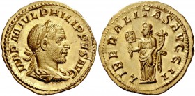 The Roman Empire 
 Philip I, 244 – 249. Aureus, Roma 245, AV 4.50 g. 
 Description: IMP M IVL PHILIPPVS AVG Laureate, draped, and cuirassed bust r. ...
