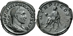 The Roman Empire 
 Philip I, 244 – 249. Sestertius, Roma 245, Æ 19.29 g. 
 Description: IMP M IVL PHILIPPVS AVG Laureate, draped and cuirassed bust ...