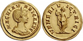 The Roman Empire 
 Magnia Urbica, wife of Carinus. Aureus, Roma 283, AV 4.44 g. 
 Description: MAGNIA V – R BICA AVG Diademed and draped bust r. Rev...