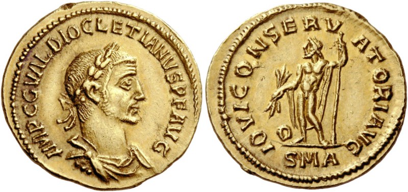 The Roman Empire 
 Diocletian, 284 – 305. Aureus, Antiochia 284-286, AV 4.51 g....