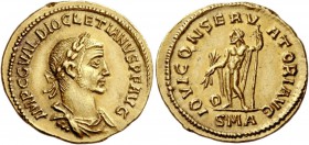 The Roman Empire 
 Diocletian, 284 – 305. Aureus, Antiochia 284-286, AV 4.51 g. 
 Description: IMP C C VAL DIOCLETIANVS P F AVG Laureate, draped and...