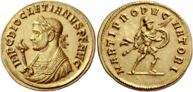 The Roman Empire 
 Diocletian, 284 – 305. Aureus, Siscia 286-289, AV 5.71 g. 
 Description: IMP C DIOCLETIANVS P F AVG Laureate and draped bust l., ...