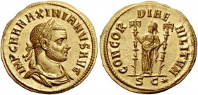 The Roman Empire 
 Maximianus Herculius, 286 – 305. Aureus, Cyzicus 286-287, AV 5.28 g. 
 Description: IMP C MA MAXIMIANVS AVG Laureate, draped and ...