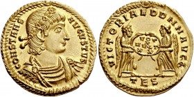 The Roman Empire 
 Constans, 337 – 350. Solidus, Thessalonica 340-350, AV 4.74 g. 
 Description: CONSTANS – AVGVSTVS Diademed, draped, and cuirassed...