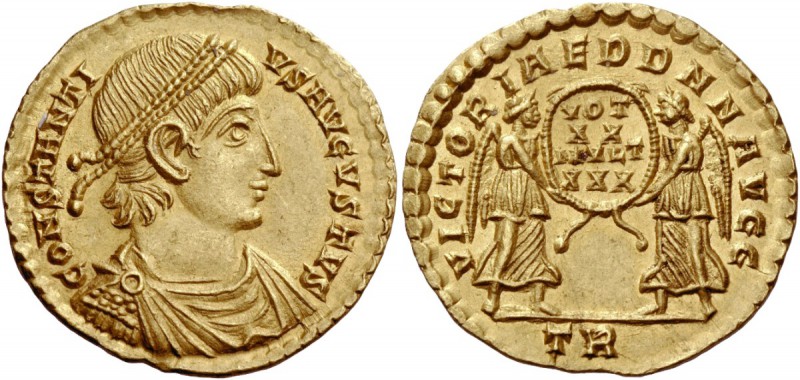 The Roman Empire 
 Constantius II, 337 – 361. Solidus, Trier 347-348, AV 4.48 g...