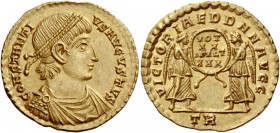 The Roman Empire 
 Constantius II, 337 – 361. Solidus, Trier 347-348, AV 4.48 g. 
 Description: CONSTANTI – VS AVGVSTVS Pearl-diademed, draped and c...