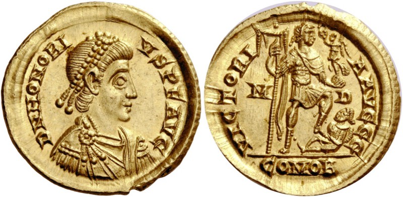 The Roman Empire 
 Honorius, 393 – 423. Solidus, Mediolanum 394-395, AV 4.40 g....