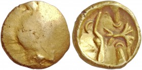 Celtic Coinage 
 Gaul. Morini. Gallo-Belgic type D, quarter stater circa 2nd-1st century BC, AV 1.46 g. Blank convex surface. Rev. Crooked tree-like ...