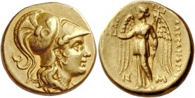 Greek Coinage 
 Kings of Macedonia, Alexander III and posthumous issues 
 Stater, Istrus circa 250-225 BC, AV 8.33 g. Head of Athena r., wearing cre...