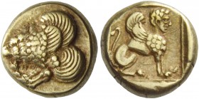 Greek Coinage 
 Lesbos, Mytilene 
 Hecte circa 412-378, EL 2.56 g. Winged lion l. Rev. Sphynx seated r. within incuse square. Bodenstedt 63.
 Extre...