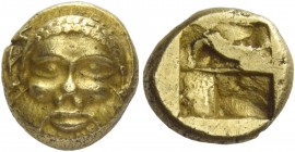 Greek Coinage 
 Ionia, Phokaia 
 Hecte circa 490 BC, EL 2.55 g. Head of Silenus facing. Rev. Quadripartite incuse square. Bodenstedt 43 f/ç, plate 4...