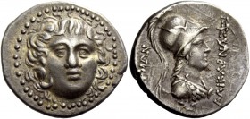 Greek Coinage 
 Halicarnassus 
 Drachm circa 188-100 BC, AR 4.37 g. Facing head of Helios three quarters r. Rev. AΛIKAPNAΣΣEΩN Bust of Athena r., we...