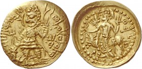 Greek Coinage 
 India, The Kushan Empire, Vasudeva II, 290 – 310 
 Dinar, mint C circa 290-310, AV 8.08 g. Vasudeva, nimbate, diademed, and crowned,...