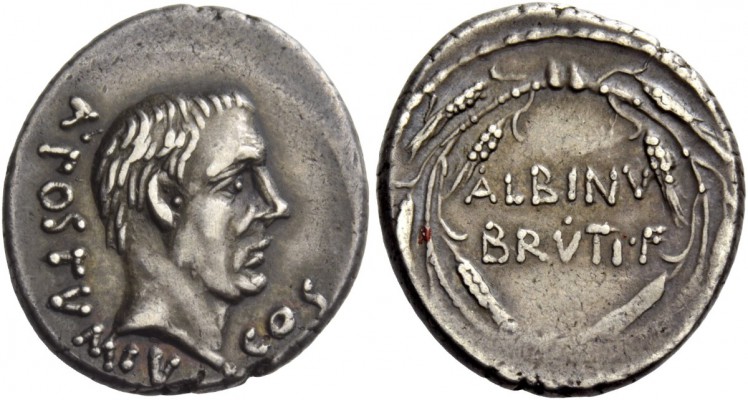 The Roman Republic 
 D. Iunius Brutus Albinus. Denarius 48, AR 3.88 g. A·POSTVM...
