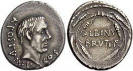 The Roman Republic 
 D. Iunius Brutus Albinus. Denarius 48, AR 3.88 g. A·POSTVMIVS – COS Bare head of A. Postumius r. Rev. ALBINV / BRVTI·F within wr...