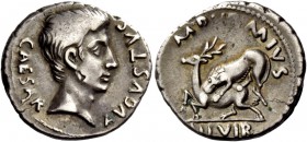 The Roman Empire 
 Octavian as Augustus, 27 BC – 14 AD 
 M. Durmius. Denarius circa 19 BC, AR 3.90 g. CAESAR – AVGVSTVS Bare head r. Rev. M DVRMIVS ...